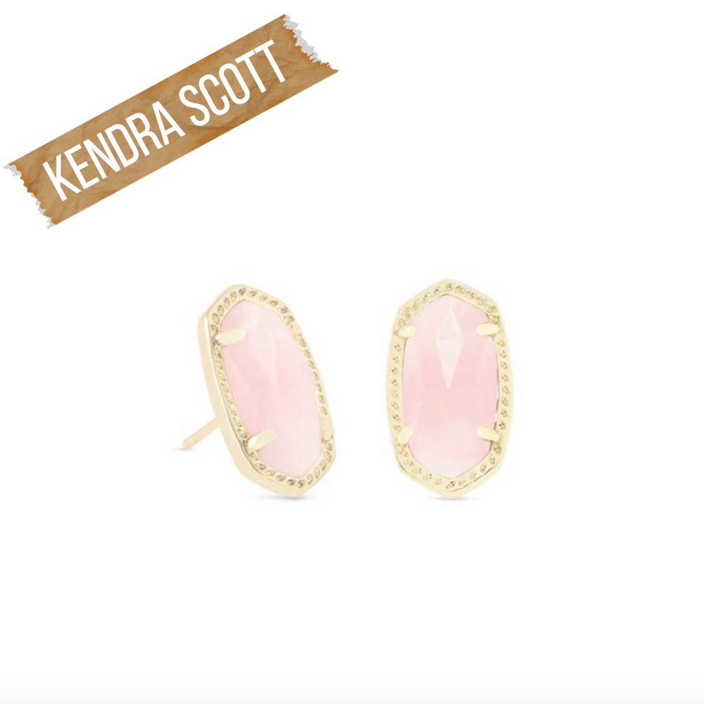 🌸NWT Kendra Ellie Gold Stud Earrings Rose Quartz